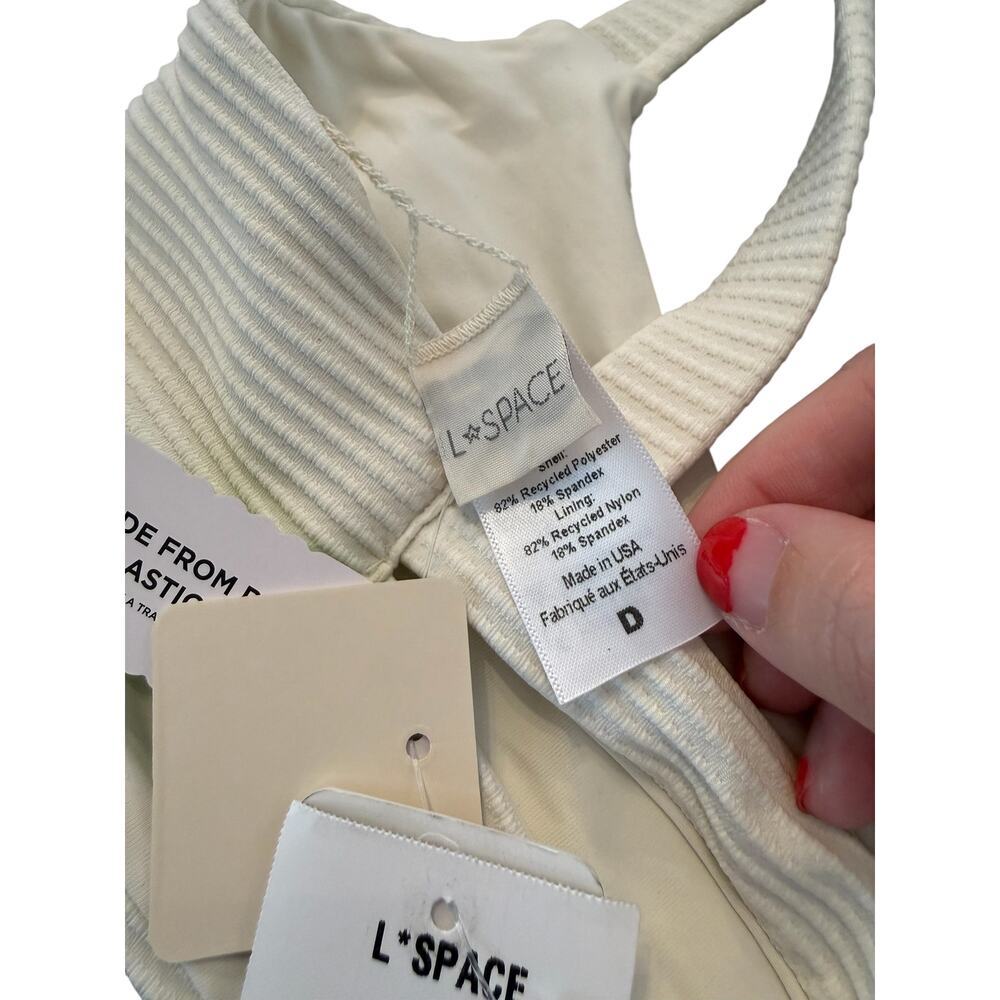 L*Space Women's Cream Eco Chic Repreve Jess Bikini Top Size D - Picture 8 of 9